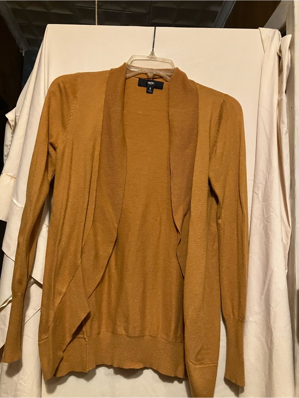 Open-Front Cardigan Sweater in Mustard by H&M
